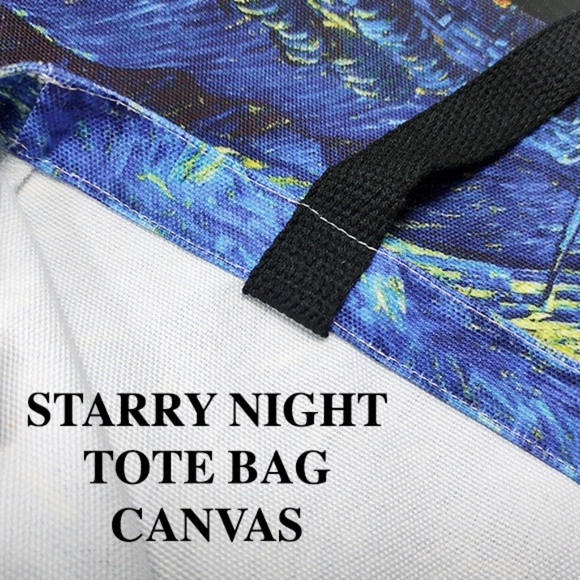 Vincent Van Gogh Starry Night Canvas Tote Bag - About 13" wide & 15" Tall - NWT - Picture 4 of 5